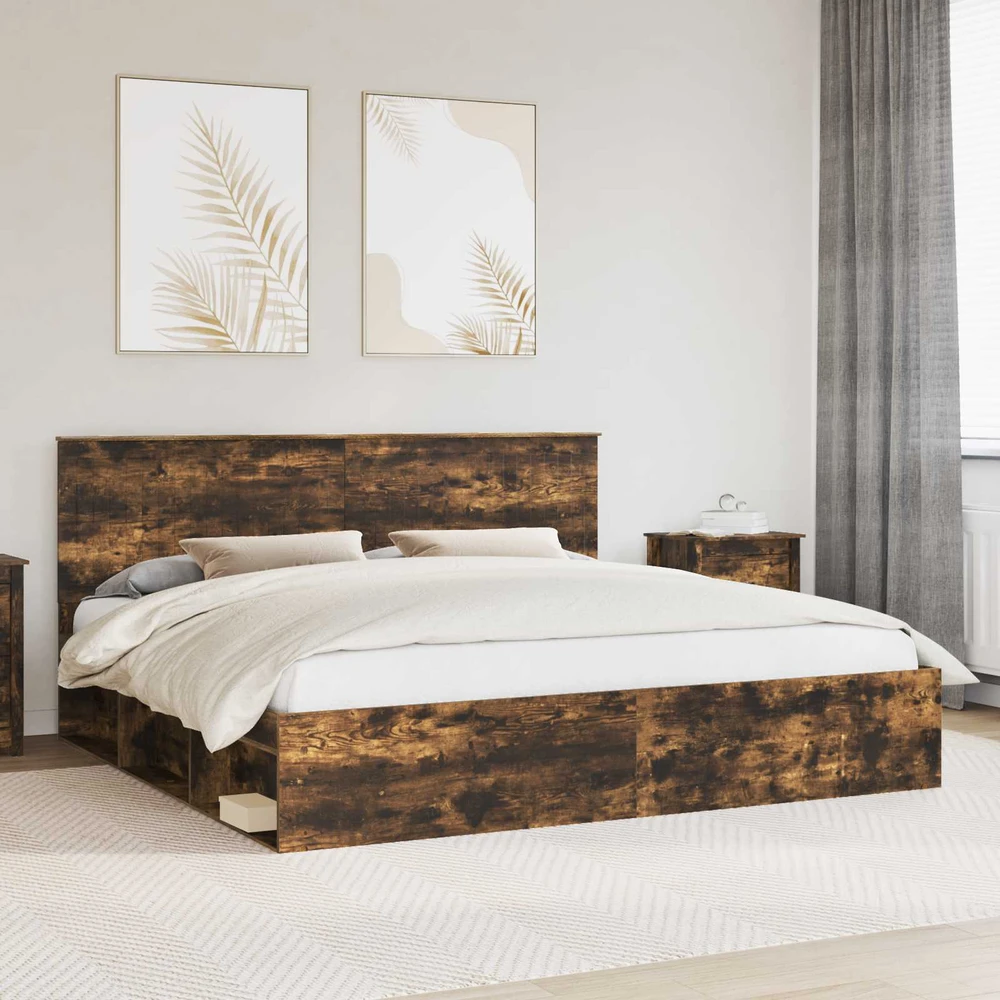 Lovos rėmas Rūkyta ąžuolas 200 x 200 cm Kietos pušies mediena