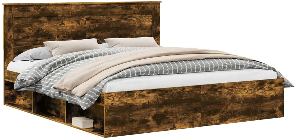 Lovos rėmas Rūkyta ąžuolas 200 x 200 cm Kietos pušies mediena