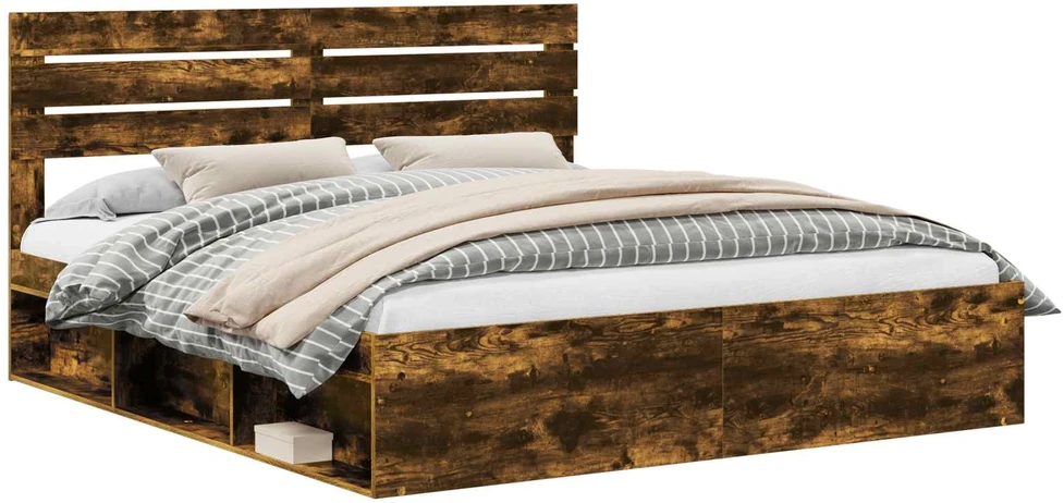 Lovos rėmas Rūkyta ąžuolas 200 x 200 cm Kietos pušies mediena