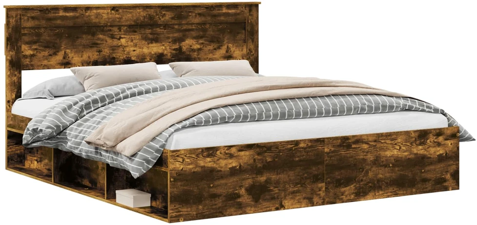 Lovos rėmas Rūkyta ąžuolas 200 x 200 cm Kietos pušies mediena