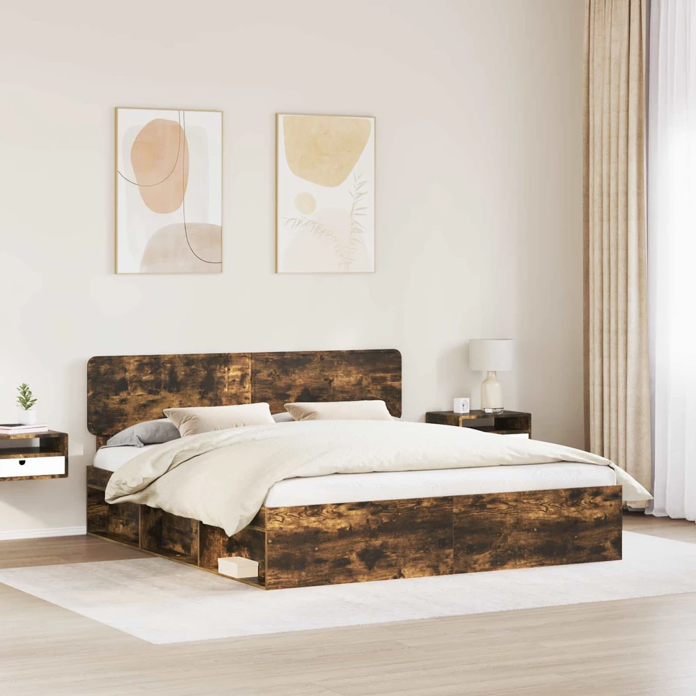Lovos rėmas Rūkyta ąžuolas 200 x 200 cm Kietos pušies mediena