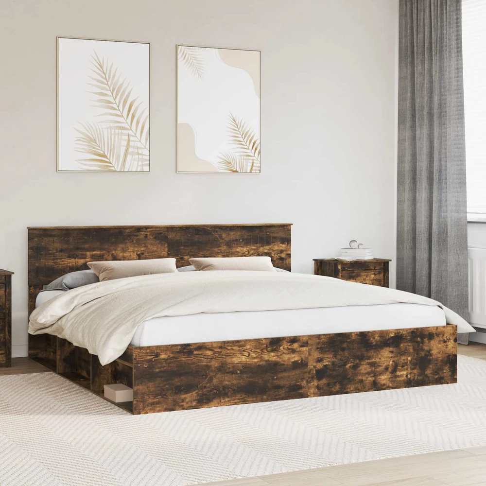 Lovos rėmas Rūkyta ąžuolas 200 x 200 cm Kietos pušies mediena