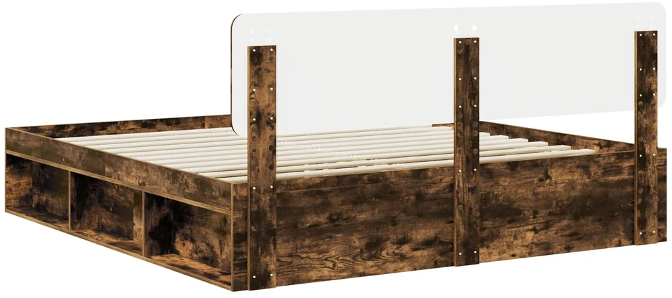 Lovos rėmas Rūkyta ąžuolas 200 x 200 cm Kietos pušies mediena