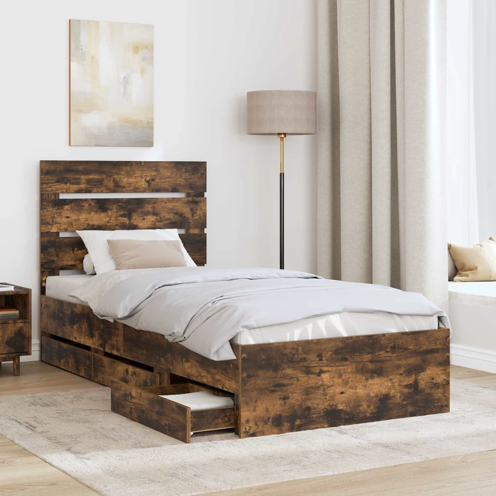 Lova Lovos rėmas Rūkyta ąžuolas 75 x 190 cm Inžinerinė mediena