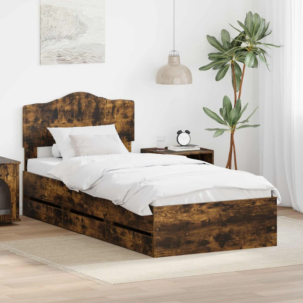 Lova Lovos rėmas Rūkyta ąžuolas 75 x 190 cm Inžinerinė mediena