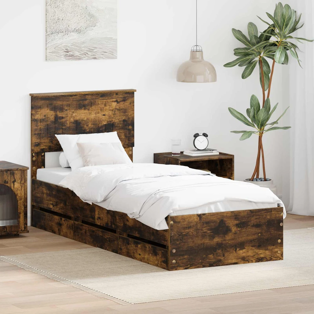 Lova Lovos rėmas Rūkyta ąžuolas 75 x 190 cm Inžinerinė mediena