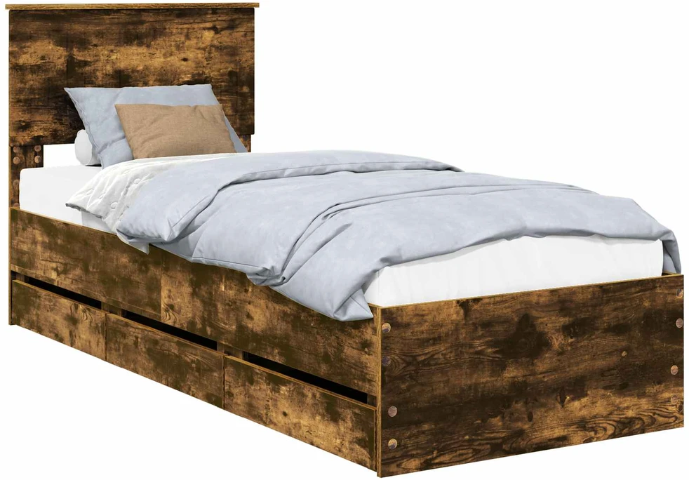 Lova Lovos rėmas Rūkyta ąžuolas 75 x 190 cm Inžinerinė mediena