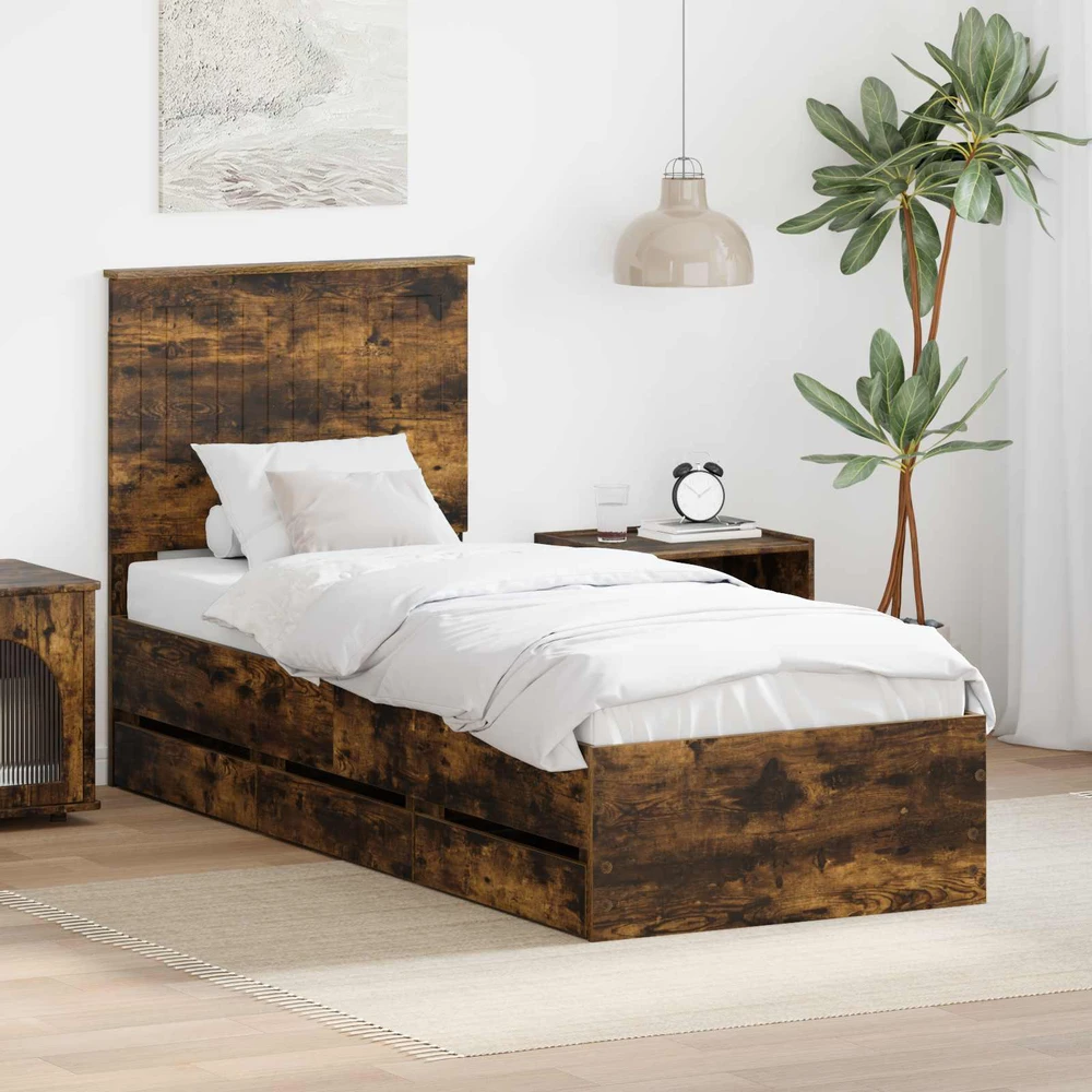 Lova Lovos rėmas Rūkyta ąžuolas 75 x 190 cm Inžinerinė mediena