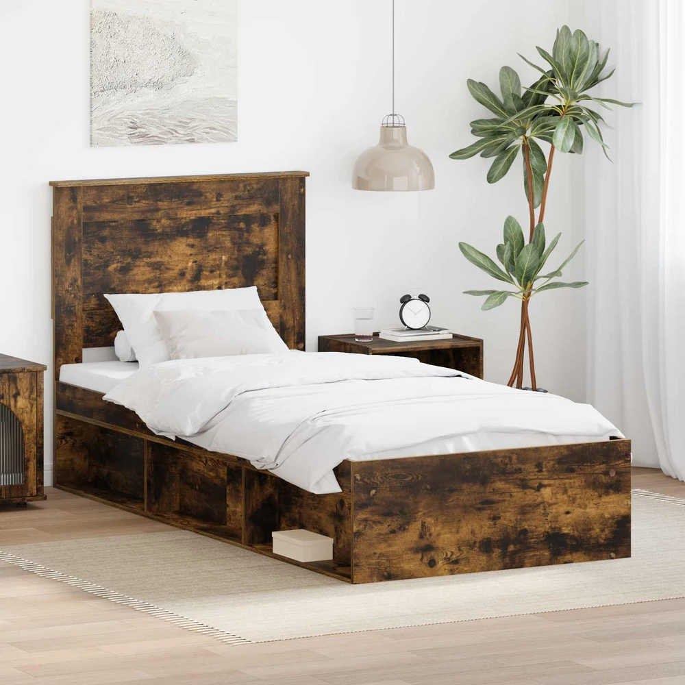 Lova Lovos rėmas Rūkyta ąžuolas 90 x 190 cm Kietos pušies mediena