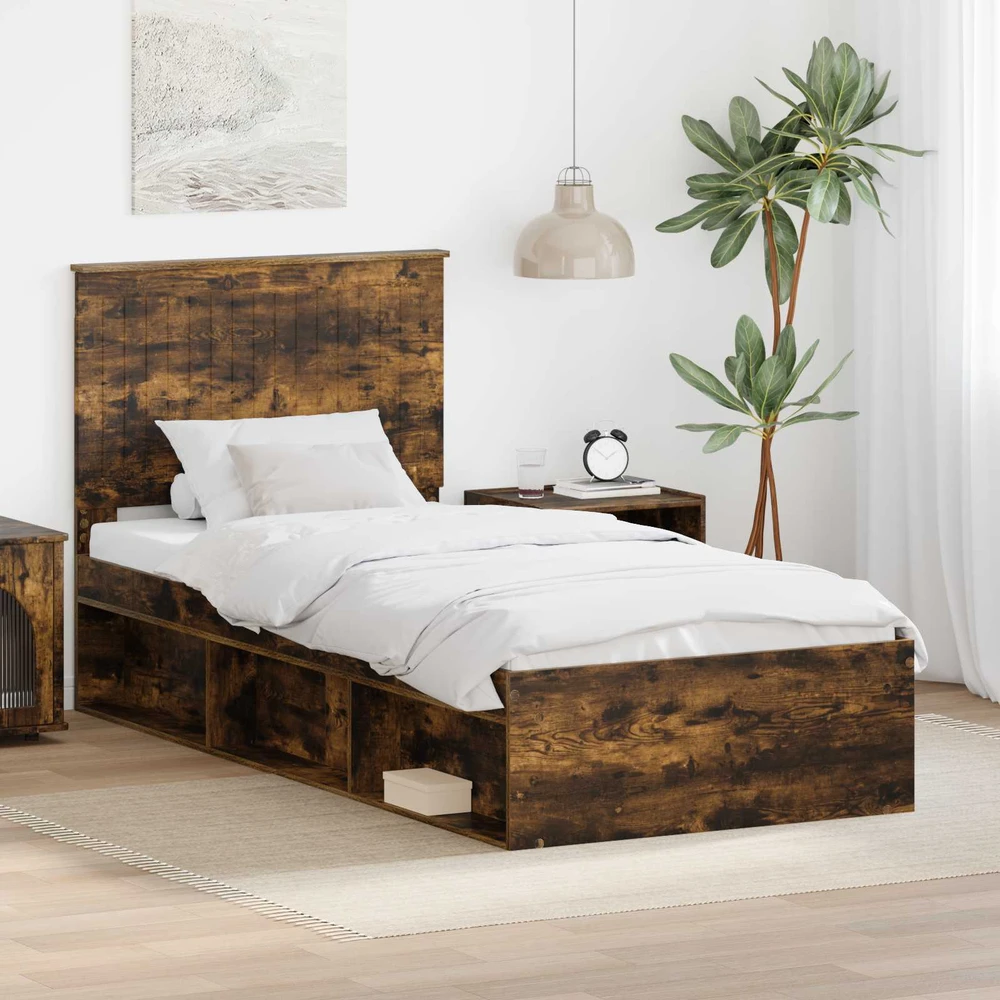 Lova Lovos rėmas Rūkyta ąžuolas 90 x 190 cm Kietos pušies mediena