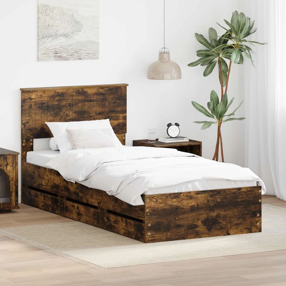 Lova Lovos rėmas Rūkyta ąžuolas 90 x 200 cm Inžinerinė mediena