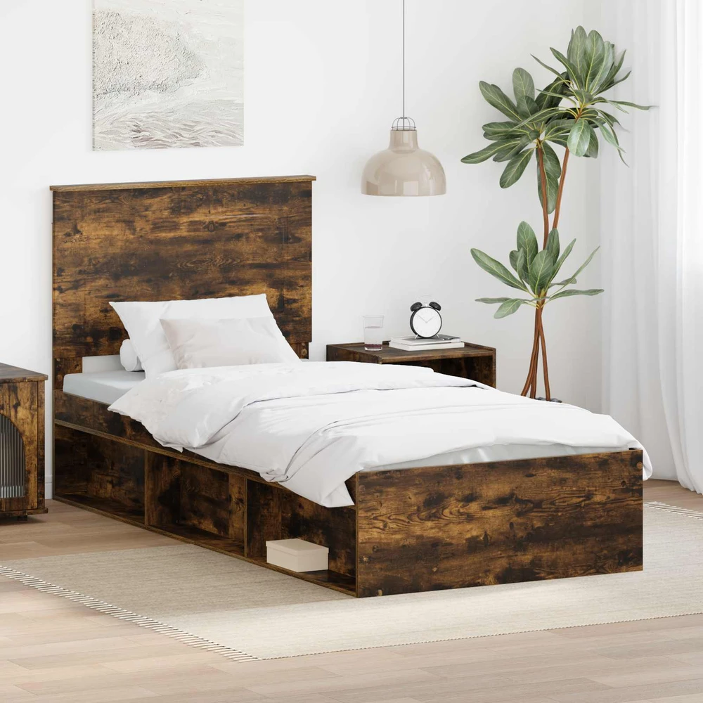Lova Lovos rėmas Rūkyta ąžuolas 90 x 200 cm Kietos pušies mediena