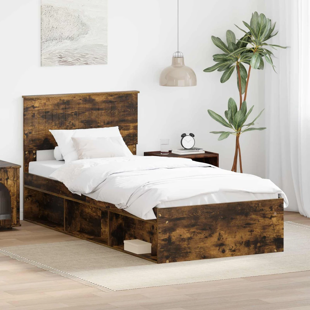 Lova Lovos rėmas Rūkyta ąžuolas 90 x 200 cm Kietos pušies mediena