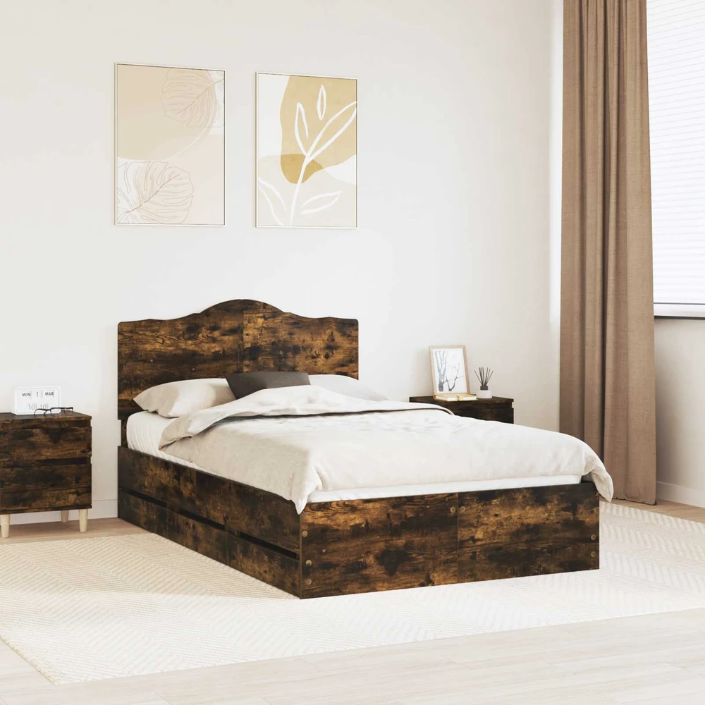 Lova Lovos rėmas Rūkytas Ąžuolas 120 x 200 cm Inžinerinė mediena