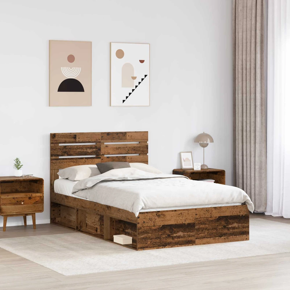Lova Lovos rėmas Senas medis 135 x 190 cm Kietos pušies mediena