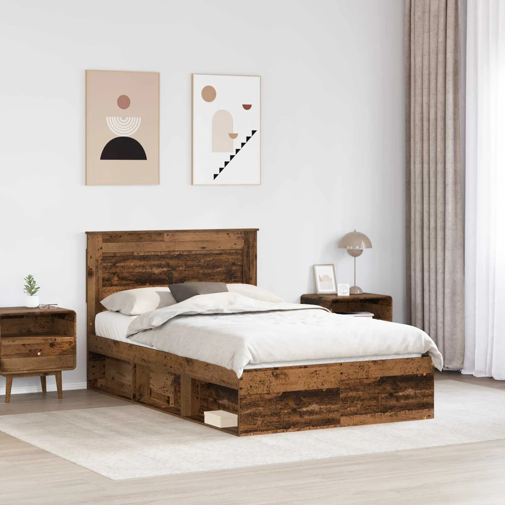 Lova Lovos rėmas Senas medis 135 x 190 cm Kietos pušies mediena
