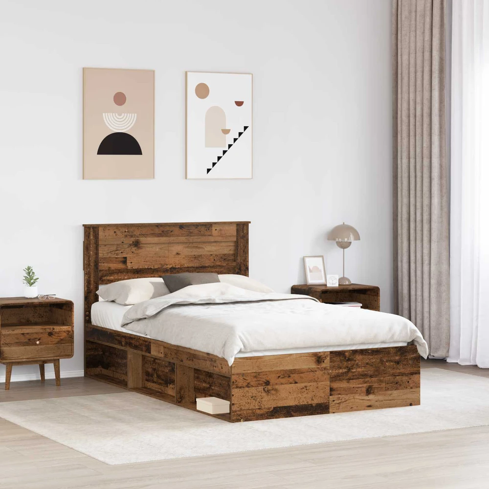 Lova Lovos rėmas Senas medis 135 x 190 cm Kietos pušies mediena