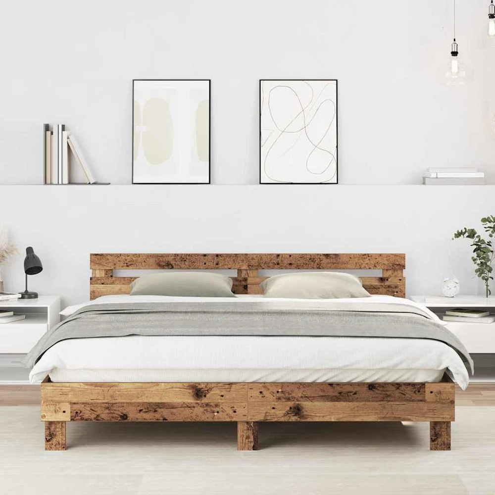 Lova Lovos rėmas Senas medis 203 x 185 x 70 cm Apdirbta mediena