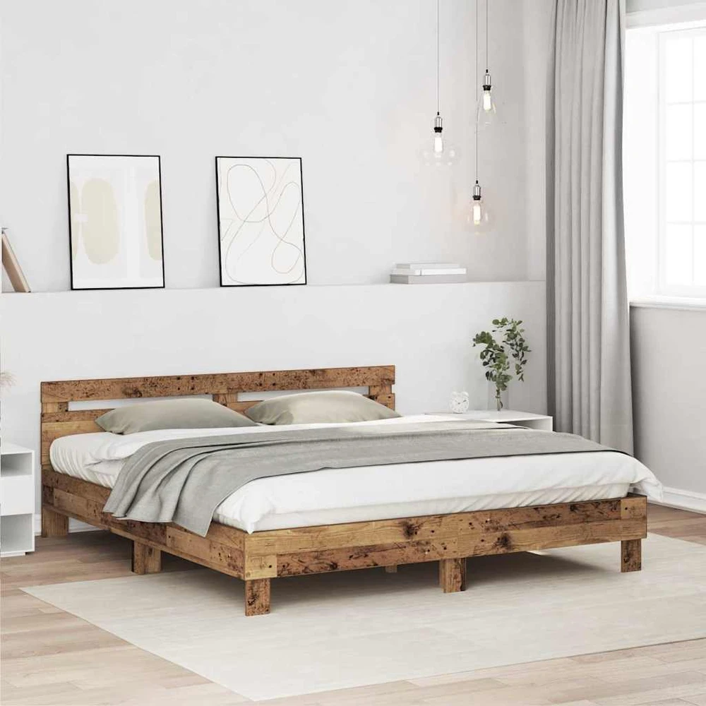 Lova Lovos rėmas Senas medis 203 x 185 x 70 cm Apdirbta mediena