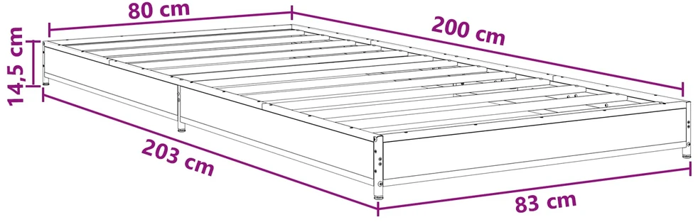 Lova Lovos rėmas Sendintos medienos 80 x 200 cm Apdirbta mediena