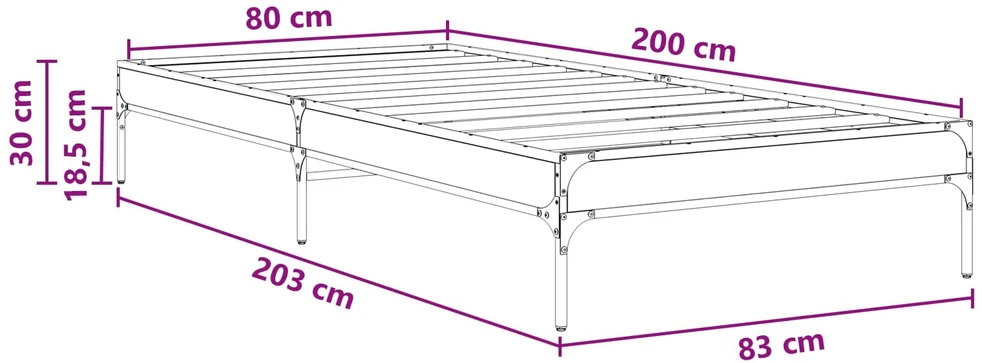 Lova Lovos rėmas Sendintos medienos 80 x 200 cm Apdirbta mediena
