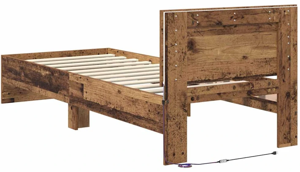 Lova Lovos rėmas Senovinis medis 75 x 190 cm Apdirbta mediena