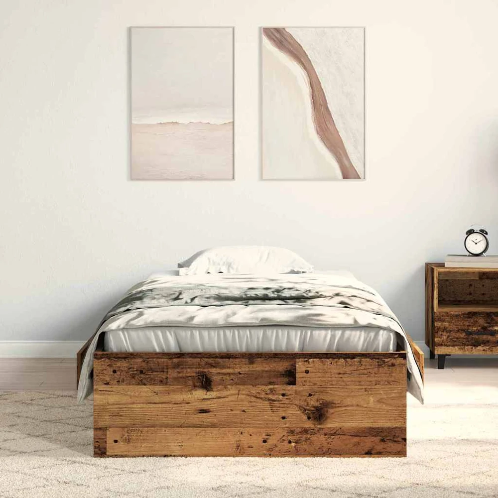 Lova Lovos rėmas Senovinis medis 90 x 190 cm Apdirbta mediena