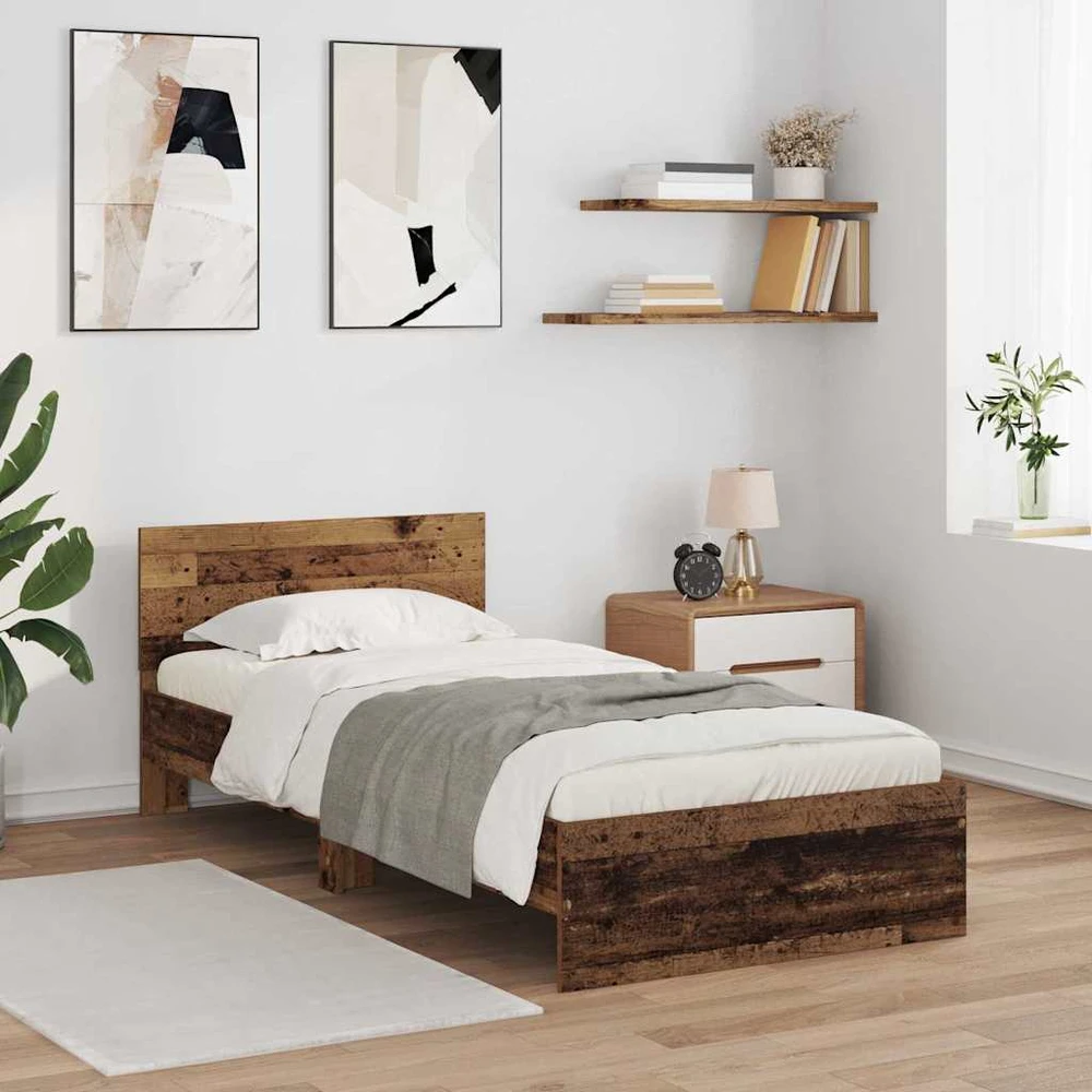Lova Lovos rėmas Senovinis medis 90 x 190 cm Apdirbta mediena