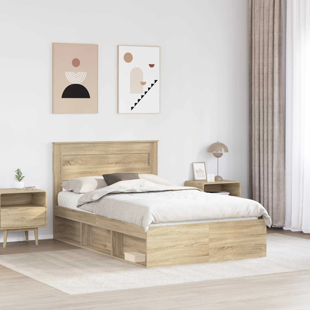 Lova Lovos rėmas Sonoma 120 x 190 cm Kietos pušies mediena