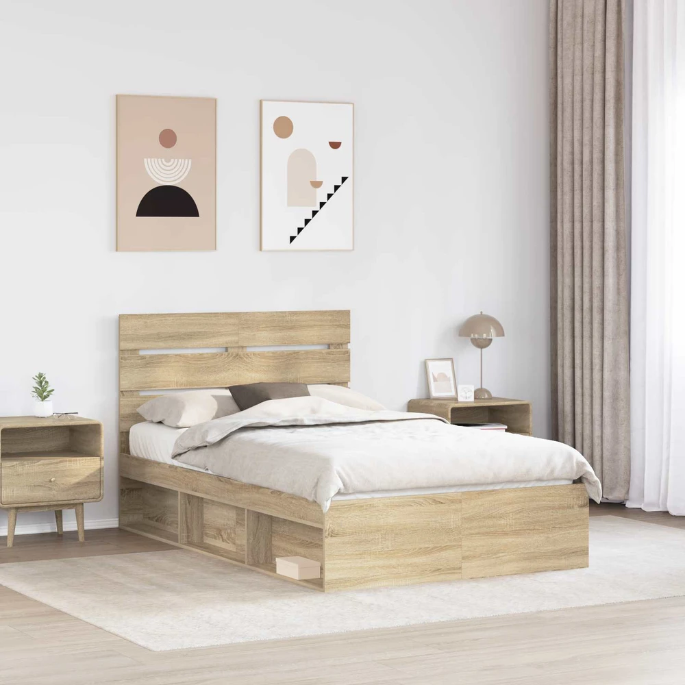 Lova Lovos rėmas Sonoma 120 x 190 cm Kietos pušies mediena