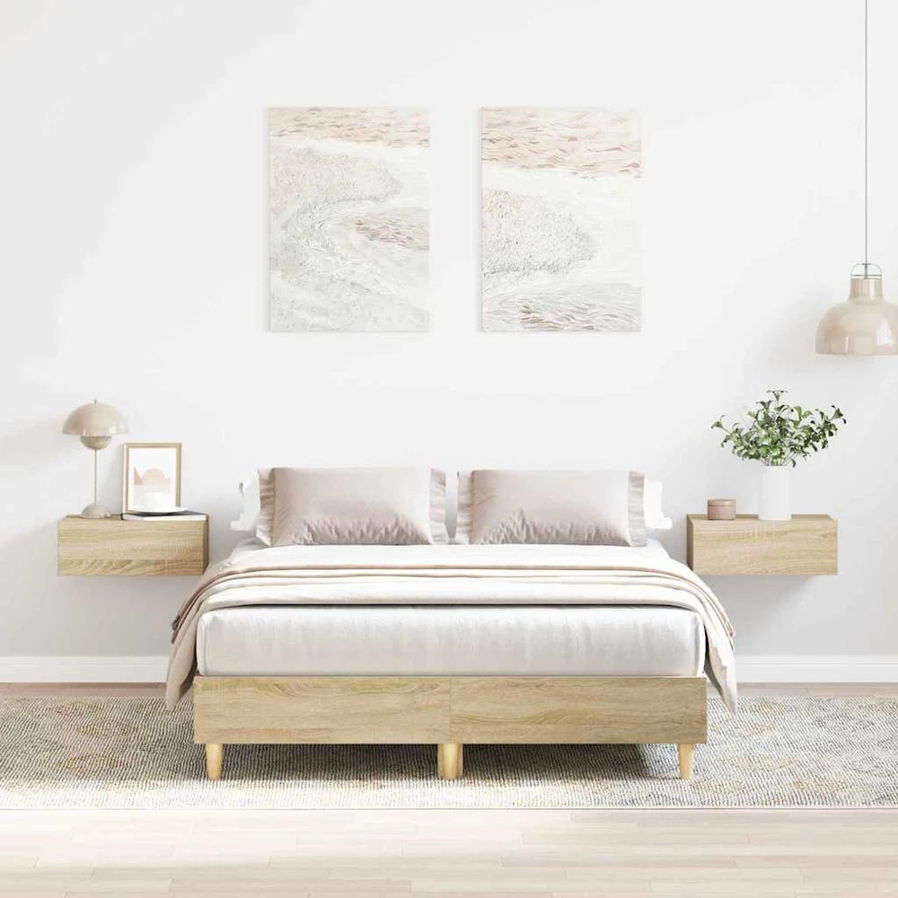 Lova Lovos rėmas Sonoma 137 x 190 cm Apdirbta mediena