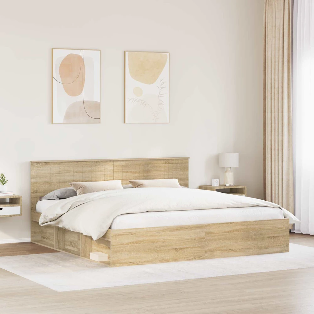 Lovos rėmas Sonoma ąžuolas 200 x 200 cm Kietos pušies mediena