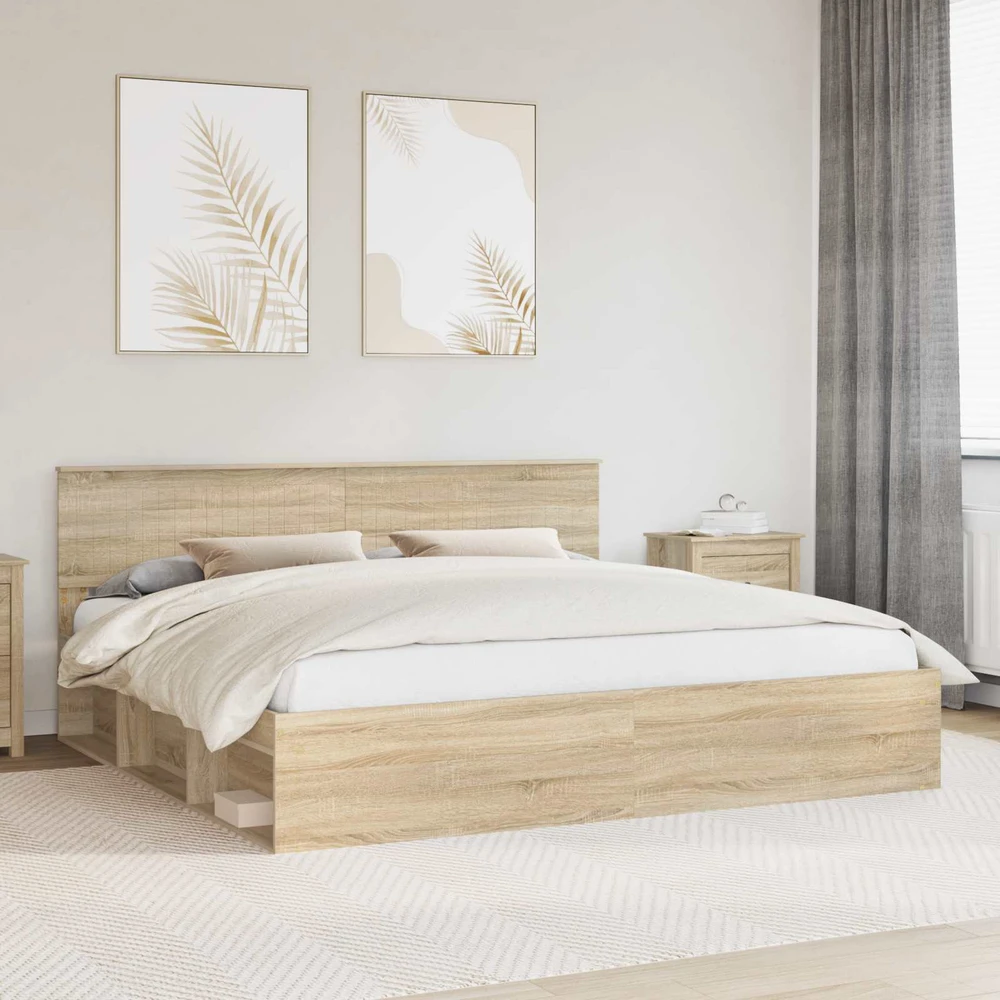 Lovos rėmas Sonoma ąžuolas 200 x 200 cm Kietos pušies mediena