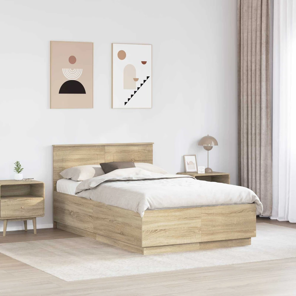 Lova Lovos rėmas Sonoma ąžuolas 120 x 200 cm Apdirbta mediena