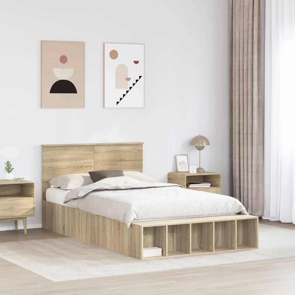 Lova Lovos rėmas Sonoma ąžuolas 120 x 200 cm Apdirbta mediena