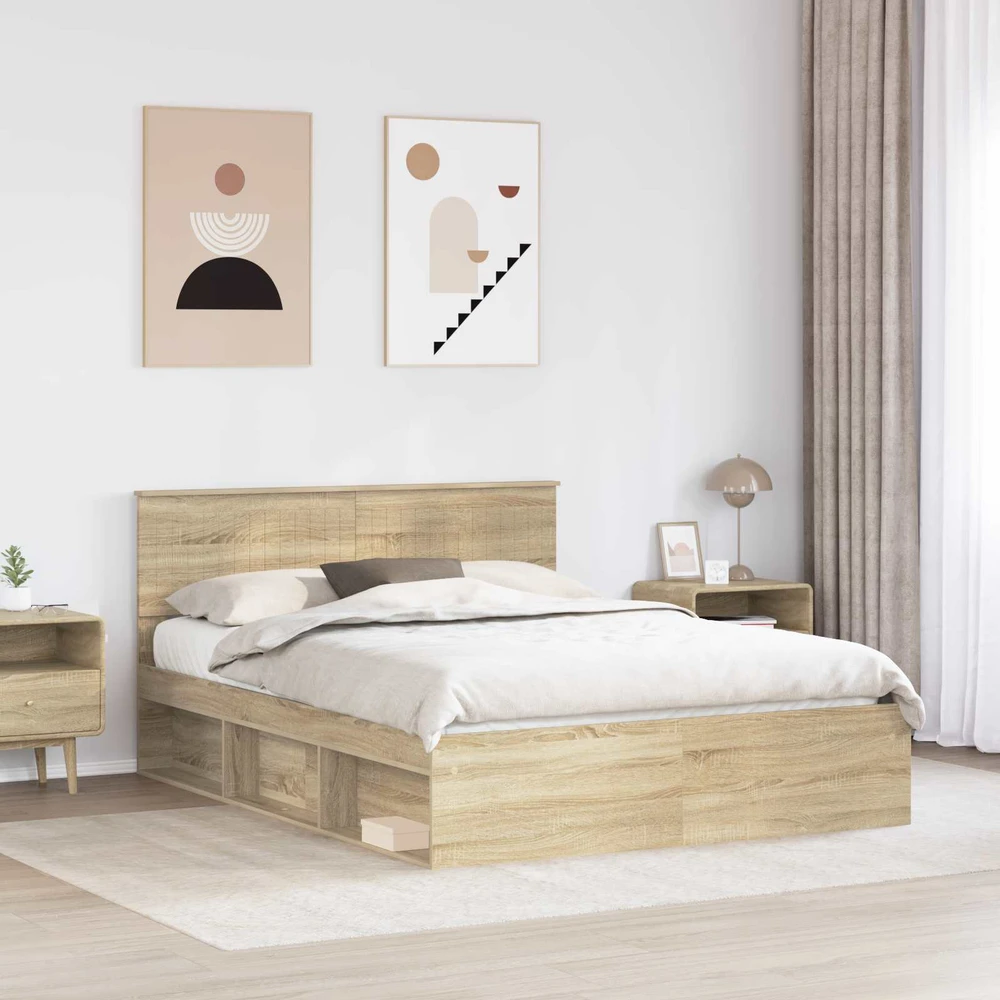 Lovos rėmas Sonoma ąžuolas 150 x 200 cm Kietos pušies mediena
