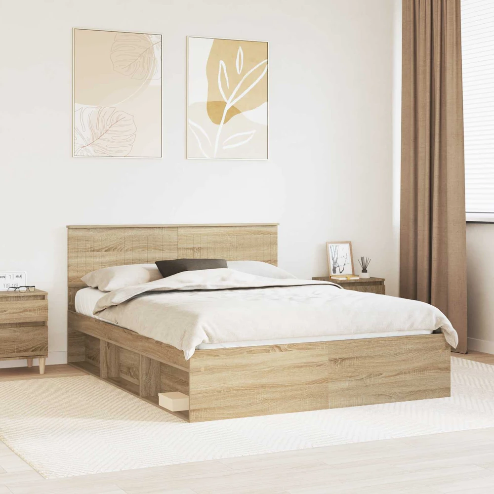 Lovos rėmas Sonoma ąžuolas 150 x 200 cm Kietos pušies mediena