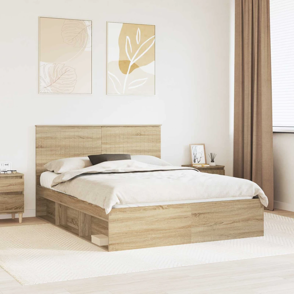 Lovos rėmas Sonoma ąžuolas 150 x 200 cm Kietos pušies mediena