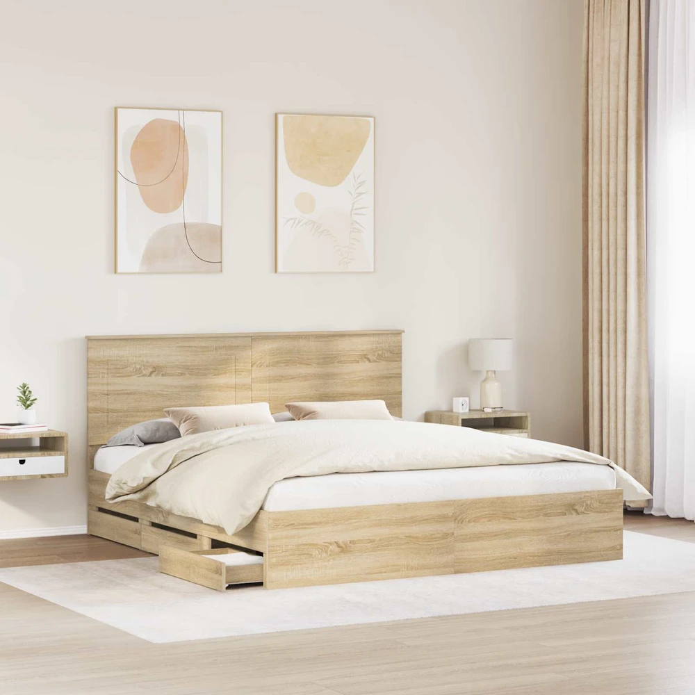 Lovos rėmas Sonoma ąžuolas 200 x 200 cm Inžinerinė mediena