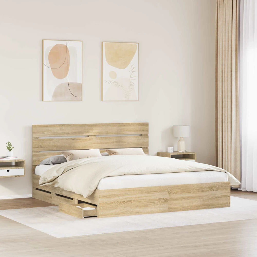 Lovos rėmas Sonoma ąžuolas 200 x 200 cm Inžinerinė mediena