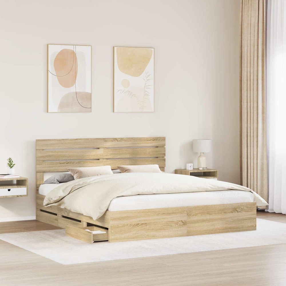 Lovos rėmas Sonoma ąžuolas 200 x 200 cm Inžinerinė mediena