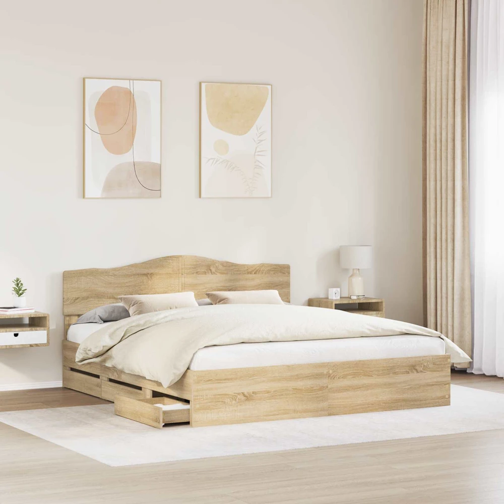 Lovos rėmas Sonoma ąžuolas 200 x 200 cm Inžinerinė mediena