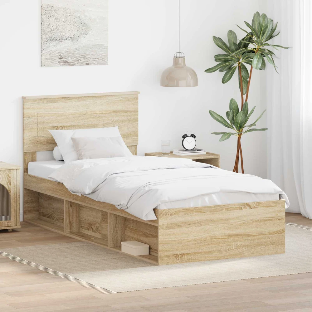 Lova Lovos rėmas Sonoma ąžuolas 75 x 190 cm Apdirbta mediena