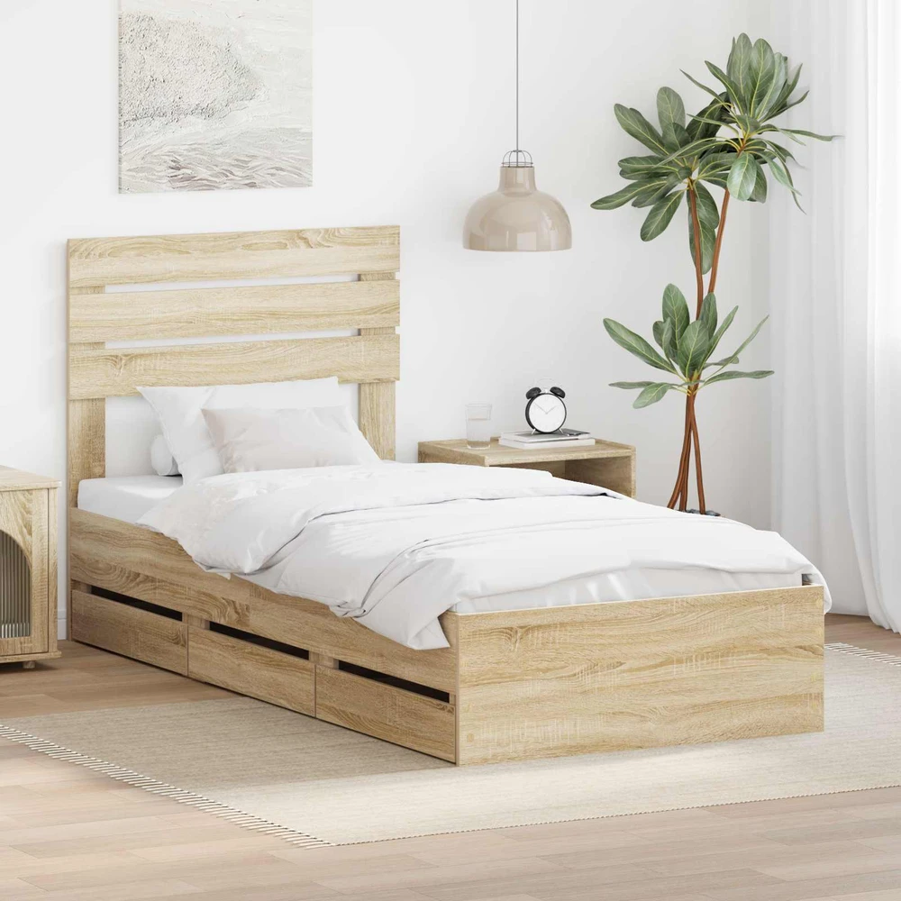 Lova Lovos rėmas Sonoma ąžuolas 75 x 190 cm Inžinerinė mediena