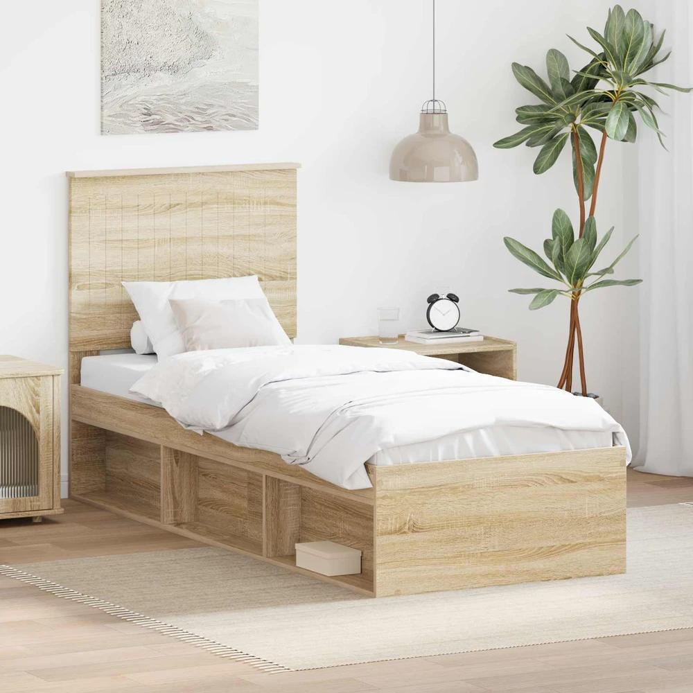 Lova Lovos rėmas Sonoma ąžuolas 75 x 190 cm Kietos pušies mediena