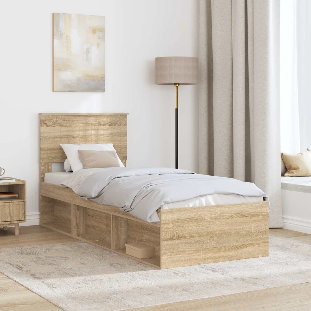 Lova Lovos rėmas Sonoma ąžuolas 75 x 190 cm Kietos pušies mediena