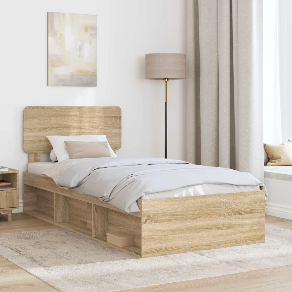 Lova Lovos rėmas Sonoma ąžuolas 75 x 190 cm Kietos pušies mediena