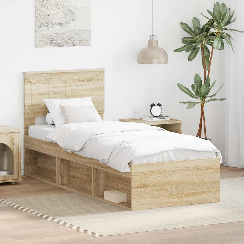 Lova Lovos rėmas Sonoma ąžuolas 75 x 190 cm Kietos pušies mediena