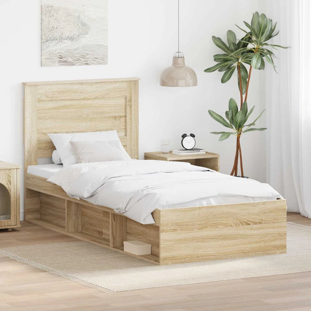 Lova Lovos rėmas Sonoma ąžuolas 75 x 190 cm Kietos pušies mediena
