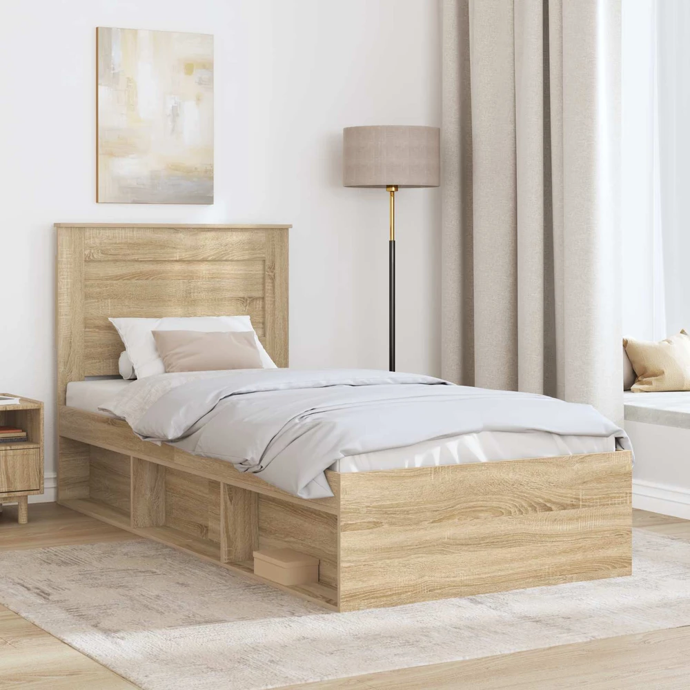 Lova Lovos rėmas Sonoma ąžuolas 75 x 190 cm Kietos pušies mediena